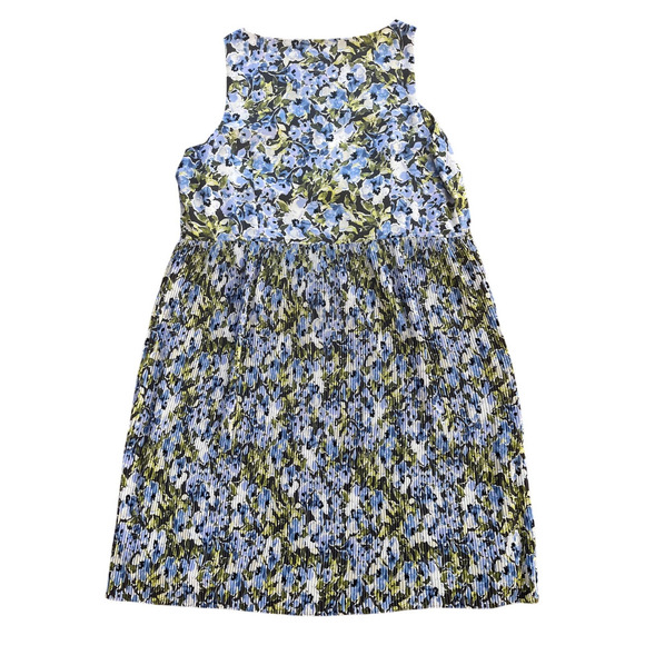 J. Jill Womens Medium Granite Water Floral Chiffon Dress Accordion Pleated Knee - Picture 4 of 10